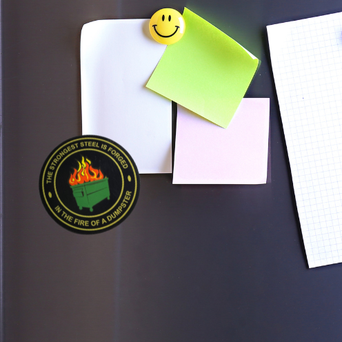 Dumpster Fire Fridge Magnets - 3" Large Diameter