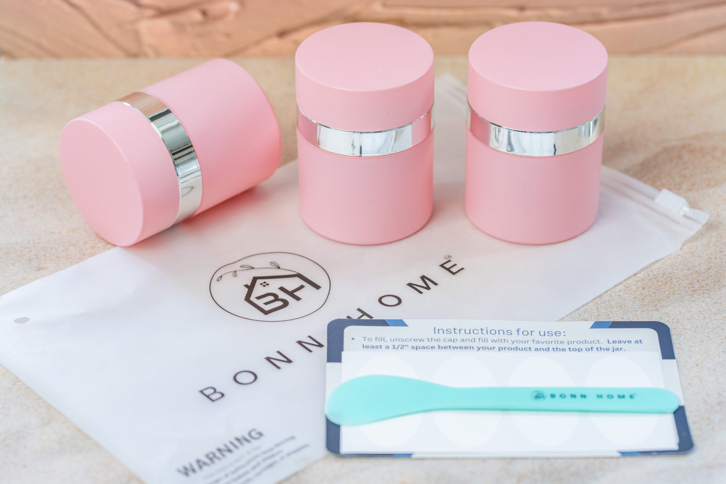 Pink Airless Pump Travel Jar - 1 oz 30 mL Refillable Empty Cosmetic Cream Jar for Moisturizer - TSA Approved