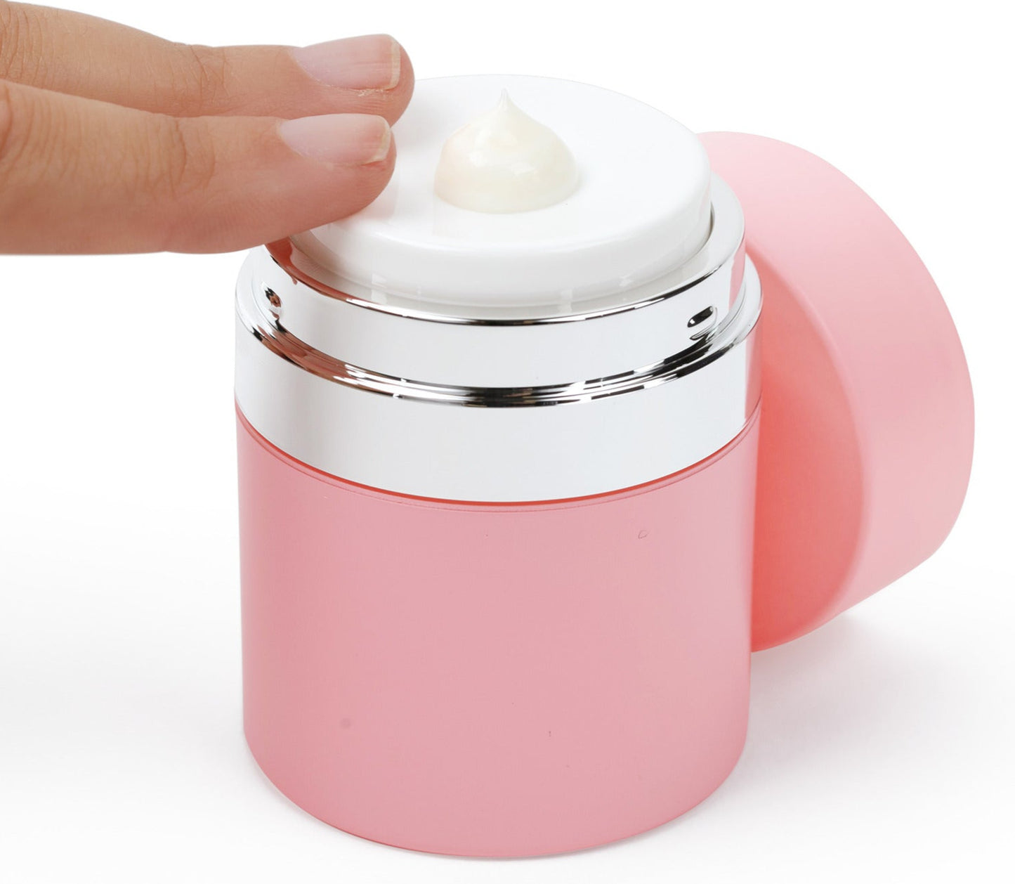 Pink Airless Pump Travel Jar - 1 oz 30 mL Refillable Empty Cosmetic Cream Jar for Moisturizer - TSA Approved
