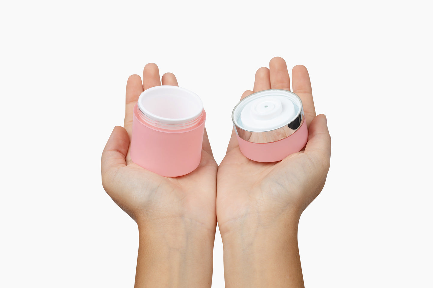 Pink Airless Pump Travel Jar - 1 oz 30 mL Refillable Empty Cosmetic Cream Jar for Moisturizer - TSA Approved