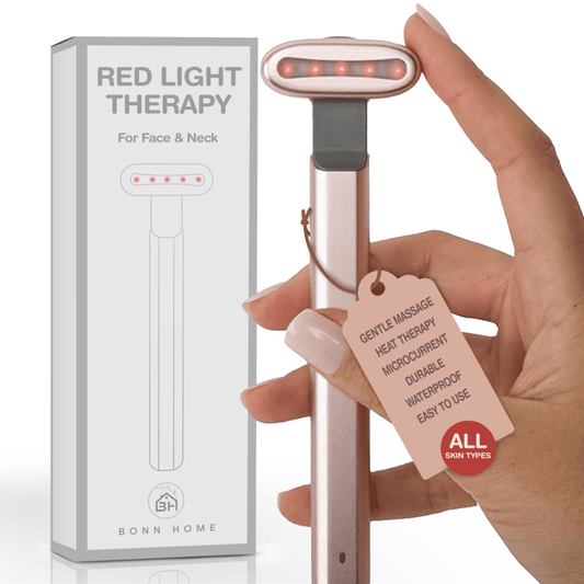 4-in-1 LED Red Light Therapy for Face, Neck, Hand & Body | Facial Massager for Reducing Wrinkles | Wand for Rejuvenated Skin with Microcurrent | Facial Wand for Anti-Aging