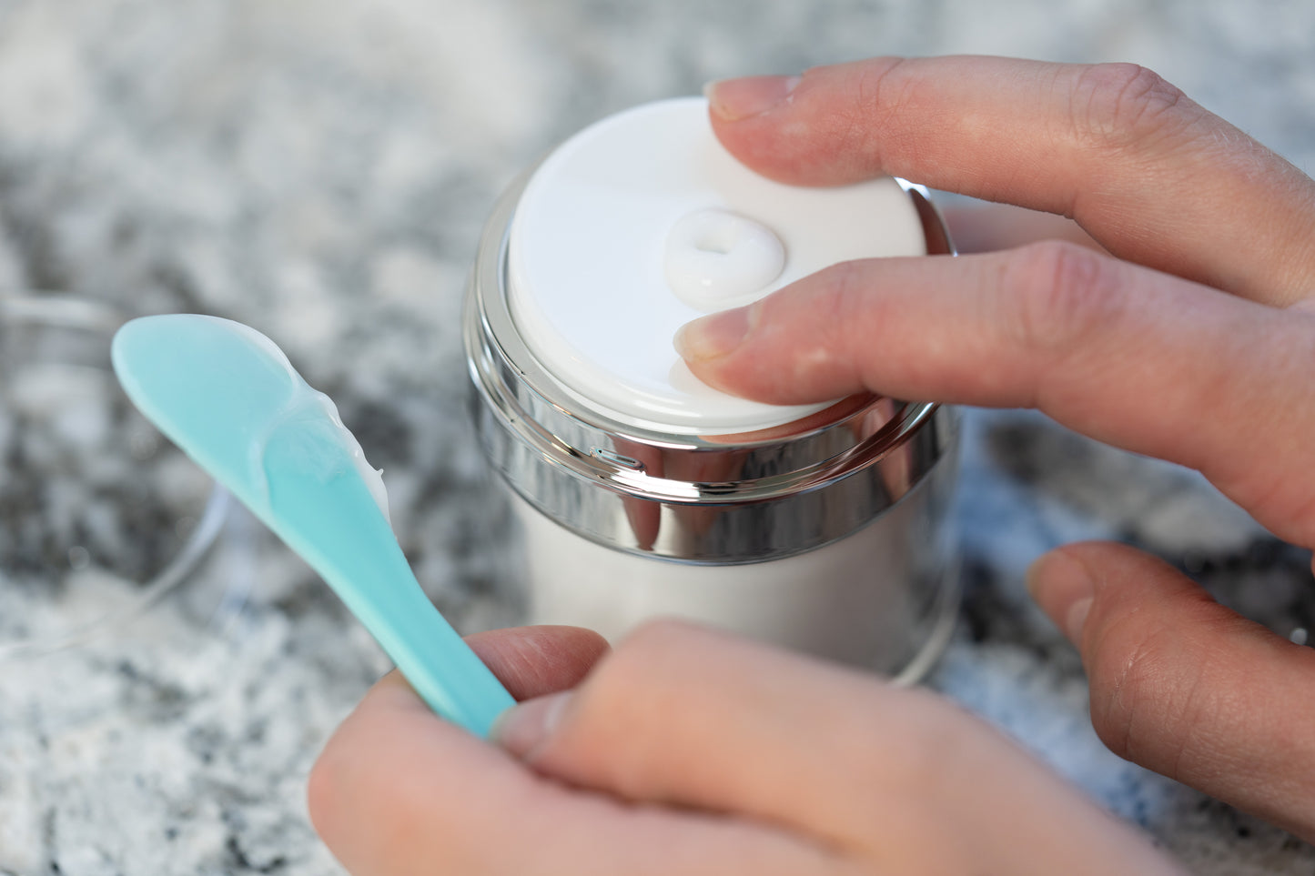 White Airless Pump Jar - 1.7 oz 50 mL Refillable Empty Cosmetic Cream Jar for Moisturizer - TSA Approved